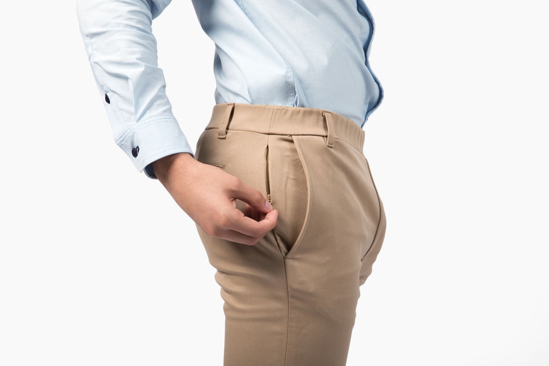 Khaki tailored side hidden zipper